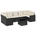 vidaXL Salon de jardin 8 Pièces avec coussins noir résine tressée