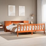 vidaXL Lit bibliothèque sans matelas cire marron 200x200 cm pin massif