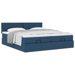 VidaXL Cadre de lit ottoman avec matelas bleu 180x200 cm tissu