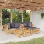 vidaXL Salon de jardin 5 Pièces avec coussins Bois de teck solide