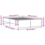 vidaXL Cadre de lit chêne fumé 120x200 cm bois d'ingénierie et métal