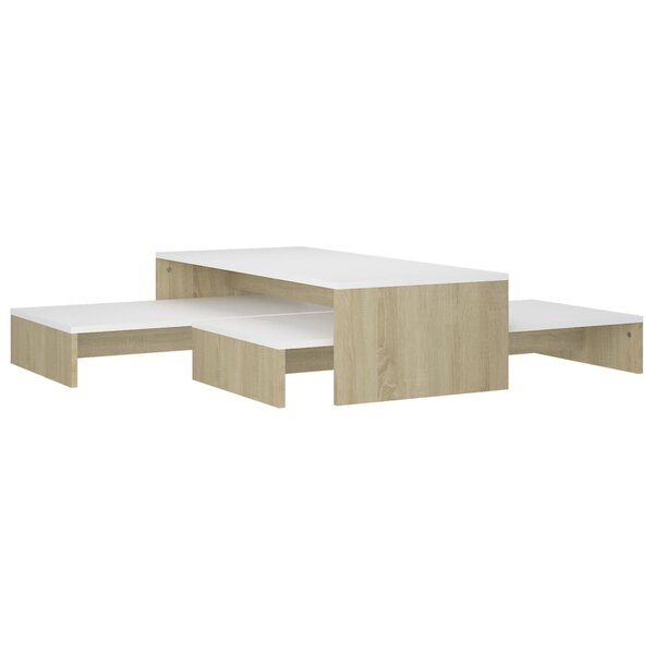 vidaXL Ensemble de tables basses gigognes Blanc chêne 100x100x26 5 cm