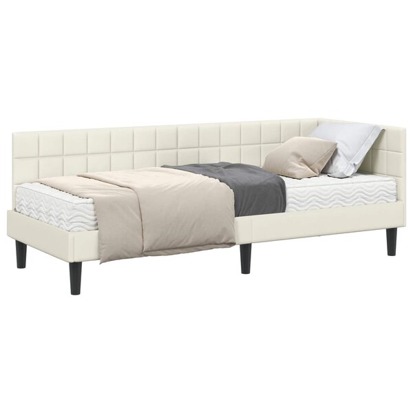 vidaXL Cadre de lit d'angle avec matelas 2 pc Crème 80 x 200 cm