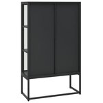 vidaXL Buffet haut Noir 80x35x135 cm Acier et verre trempé