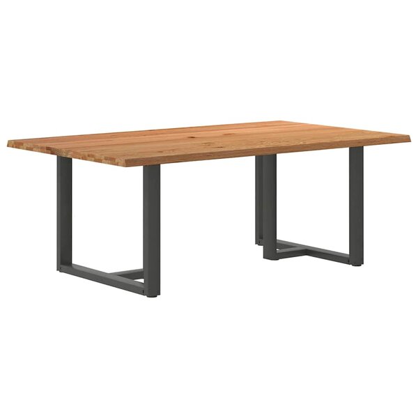 vidaXL Table à manger et bord naturel bois massif chêne rectangulaire