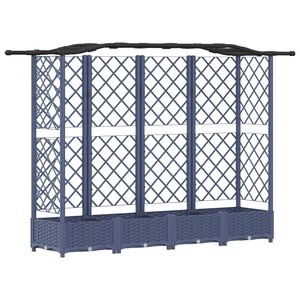 vidaXL Lit Élevé avec Treillis et Toit Gris 203 5 x 40 x 125 cm PP