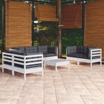 vidaXL Salon de jardin 8 Pièces avec coussins bois de pin massif