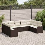 vidaXL Ensemble de canapé de jardin 9 Pièces Marron et blanc Poly rotin