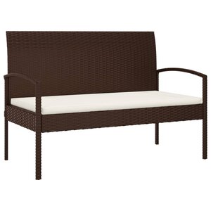 vidaXL Banc de jardin avec coussin marron 105 cm résine tressée