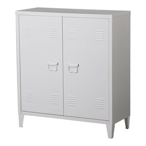 Casier de bureau armoire meuble de rangement pour bureau atelier chambre acier de bureau métallique à 2 portes 90 x 80 x 33 cm blanc 03_0006336