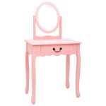 vidaXL Coiffeuse et tabouret Rose 65x36x128 cm Bois de paulownia MDF