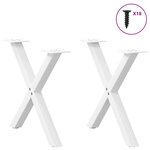 vidaXL Pieds de table basse en forme de X  2 pièces  blanc  50 x (42-43) cm  acier