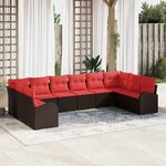 vidaXL Ensemble de canapé de jardin 10 Pièces Marron et rouge
