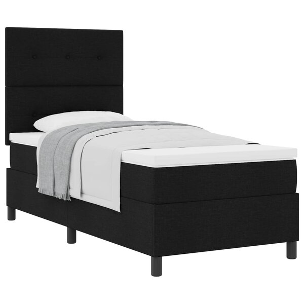 vidaXL Lit à ressorts avec matelas Noir 90 x 190 cm tissu