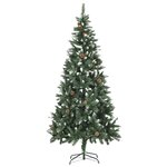 vidaXL Arbre de Noël artificiel pré-éclairé/boules pommes de pin 210cm