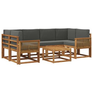 vidaXL Ensemble de canapés d'extérieur 7 Pièces Naturel et Anthracite