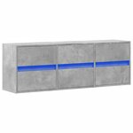 vidaXL Meuble TV mural avec lumières LED gris béton 130x31x45 cm