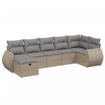 vidaXL Salon de jardin avec coussins 7Pièces mélange beige résine tressée
