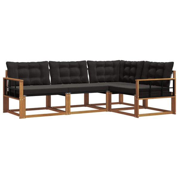 vidaXL Ensemble de canapés d'extérieur 4 pc Naturel et Noir