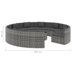vidaXL Salon de jardin 10 Pièces avec coussins Résine tressée Gris
