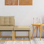 vidaXL Pouf d'Extérieur Bois d'acacia massif et tissu Textilène Blanc