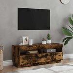 vidaXL Meuble TV avec lumières LED chêne fumé 100x35x40 cm
