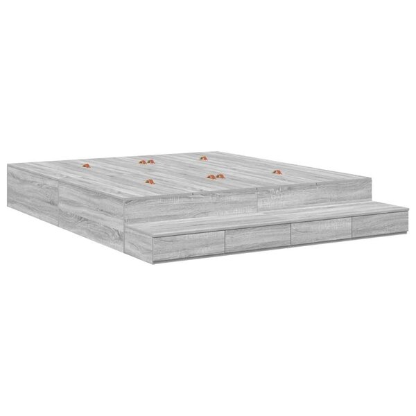 vidaXL Cadre de lit avec rangement Sonoma gris 236 5 x 180 x 31 5 cm