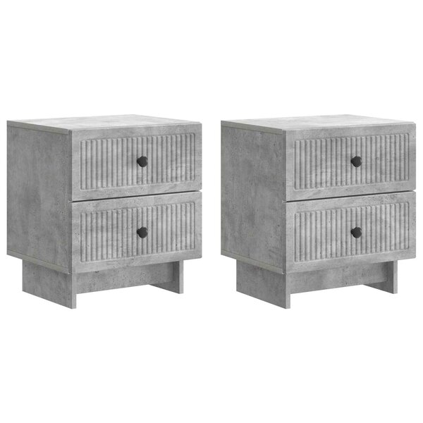 vidaXL Cabinet de chevet 2 Pièces Gris béton 43 x 34 5 x 47 5 cm