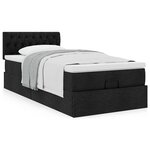 vidaXL Lit ottoman avec matelas noir 100x200 cm tissu