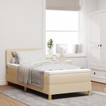 vidaXL Lit à ressorts avec matelas crème 90x200 cm tissu