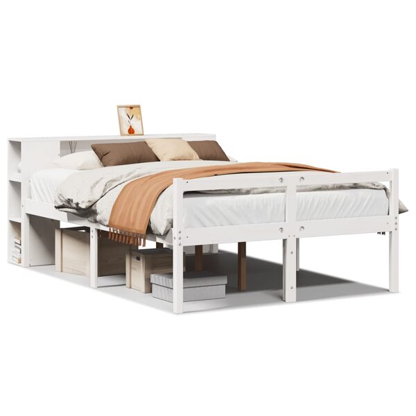 vidaXL Lit bibliothèque sans matelas blanc 120x190 cm bois pin massif
