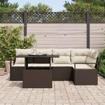 vidaXL Ensemble de canapé de jardin 6 Pièces Marron Poly rotin