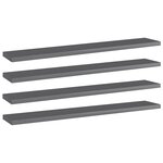vidaXL Panneaux bibliothèque 4 Pièces Gris brillant 60x10x1 5cm Aggloméré