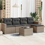 vidaXL Salon de jardin 6 Pièces avec coussins gris résine tressée
