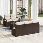 vidaXL Ensemble de canapé de jardin avec coussin 6 Pièces Marron  Crème