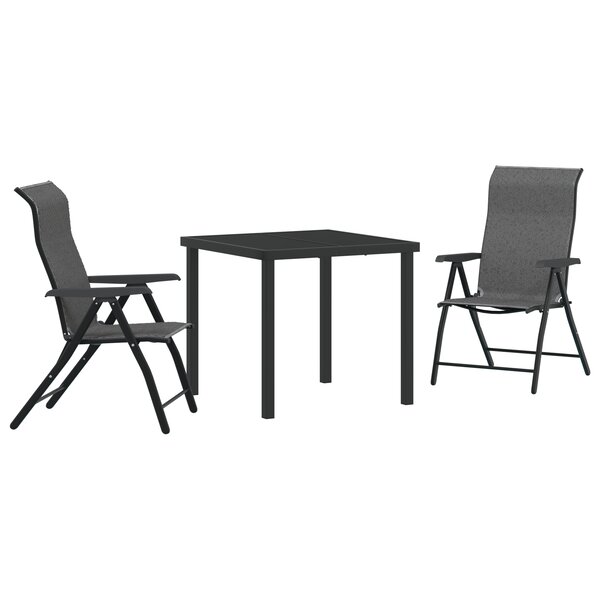 vidaXL Ensemble repas de jardin 3 pièces en rattan poly gris