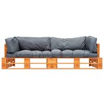 vidaXL Canapés de jardin palette 2 Pièces avec coussins gris pinède
