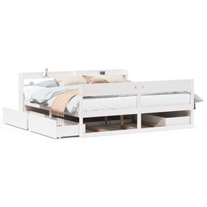 vidaXL Cadre de lit sans matelas blanc 200x200 cm bois massif de pin