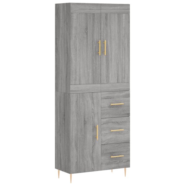 vidaXL Buffet haut Sonoma gris 69 5x34x180 cm Bois d'ingénierie