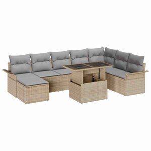 vidaXL Ensemble de canapé de jardin 9 Pièces Beige et Gris clair
