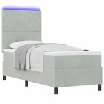 vidaXL Lit à ressorts avec matelas Gris clair 80 x 200 cm Velours