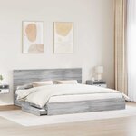 vidaXL Lit de Rangement Gris Sonoma 200 x 200 cm Bois d'ingénierie