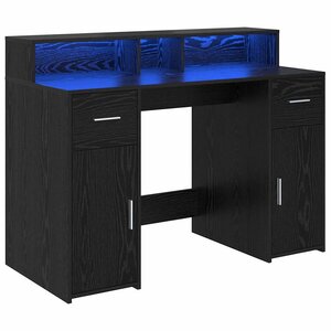 vidaXL Bureau avec porte Chêne noir 120 x 55 x 91 cm Bois d'ingénierie