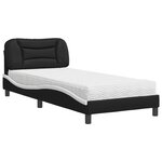 vidaXL Lit avec matelas Hvar noir et blanc 90x190 cm similicuir