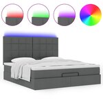 VidaXL Cadre de lit ottoman avec matelas gris foncé 180x200 cm tissu