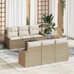 vidaXL Ensemble de canapé de jardin 7 Pièces Beige  Crème 55 x 55 x 37 cm