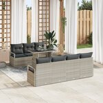 vidaXL Ensemble de Canapé de Jardin 8 pièces avec Coussins Gris Clair Poly Rotin