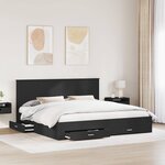 vidaXL Cadre de lit Noir et argent 200 x 200 cm Bois d'ingénierie