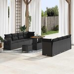 vidaXL Ensemble de canapé de jardin 11 Pièces Noir 90 x 55 x 71 cm