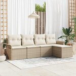 vidaXL Ensemble de canapé de jardin 5 Pièces Beige Poly rotin